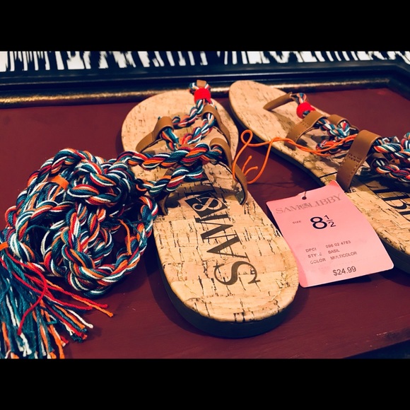 Boho Gladiator Ankle Tie Wrap Cork Sandals - Picture 4 of 5